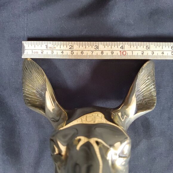 VTG Solid Brass Deer Head Wall Mount Polished Brass Stag Sculpture Rustic Lodge - Picture 8 of 14